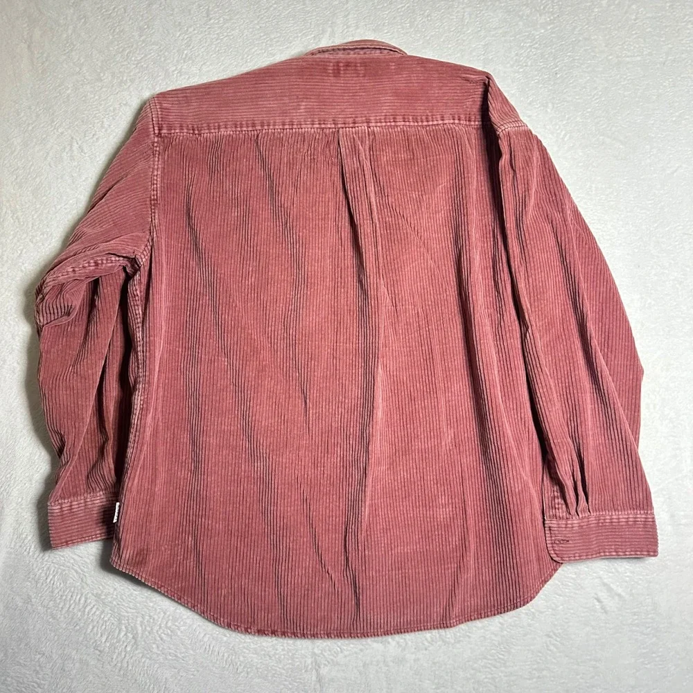 J.Crew Mens XL Rose Pink Wide Whale Corduroy Button Down Shirt 100% Cotton VTG